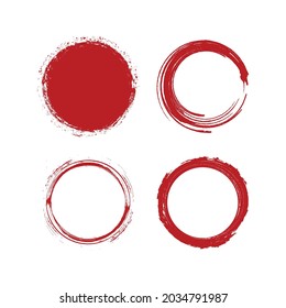 set of abstract round ink brush illustration design, various circle brush collection template vector