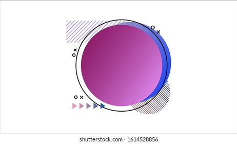 Set of abstract round liquid gradient purple shape. Fluid banner design with dots, lines and texturing graphics. Isolated dynamical art form