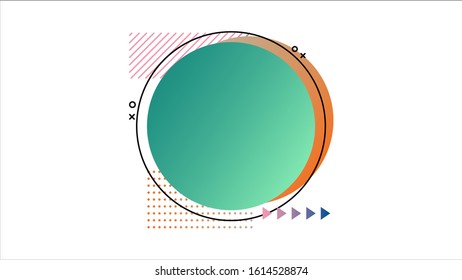 Set of abstract round liquid gradient light green shape. Fluid banner design with dots, lines and texturing graphics. Isolated dynamical art form