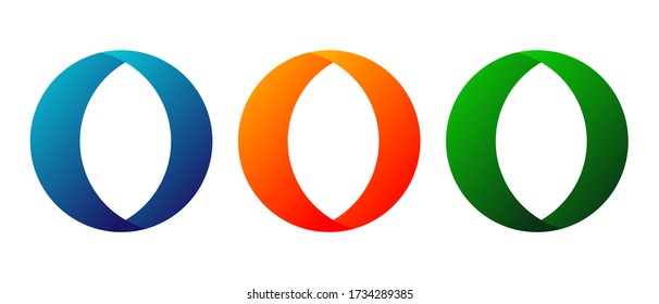 Set of abstract round shapes with gradient. Design Elements, Different colors. Vector illustration isolated on a white background.