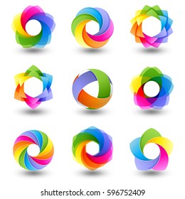 Set of abstract round vector design element, Sphere Icons, Isolated On White Background 