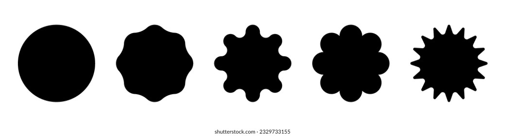 Set of abstract rounded figures black silhouettes, vector icons isolated on white background.