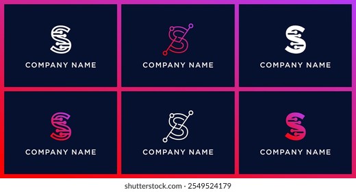 set abstract S technology logo
