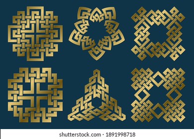 Set of abstract sacred symbols. Vector ancient luxurious signs collection. Isolated jewelry logo templates.