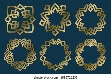 Set of abstract sacred symbols. Vector ancient luxurious emblems collection. Isolated jewelry logo templates.