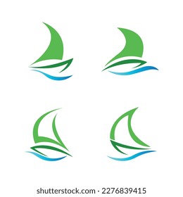 Set abstract sail boat vector logo design template.