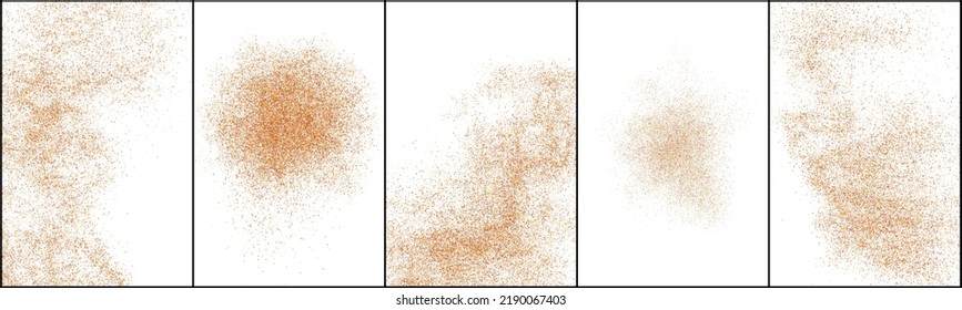 Set Of Abstract Sand Explosion Isolated On White Background. Digitally Generated Image. Vector Illustration, Eps 10.
