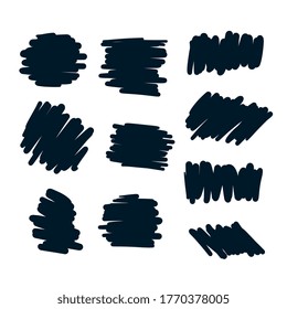 set of abstract scribble bold pen elements 