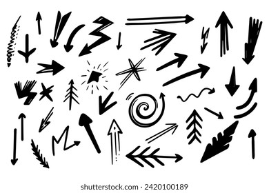 Set of abstract scribble doodles arrows