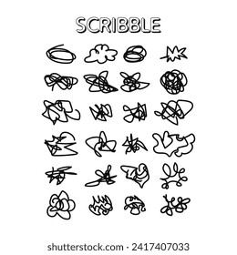 Sammlung abstrakter, in Schreib-Doodles-Sammlungen