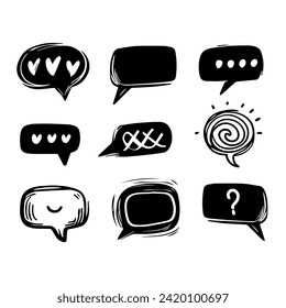 Set of abstract scribble doodles speech bubble chat