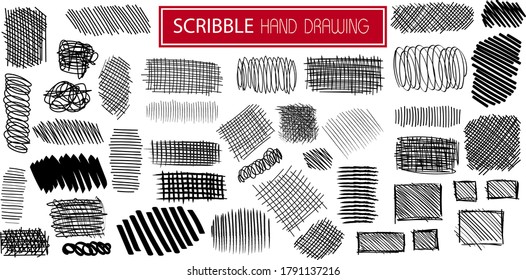 Set abstract scribble. Hand drawn doodle selection symbols isolated on white background