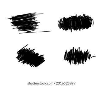 Set of abstract scribble pen elements