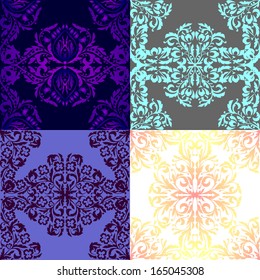 Set of abstract seamless background with floral elements