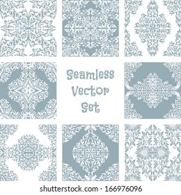 Set of abstract seamless background with floral elements
