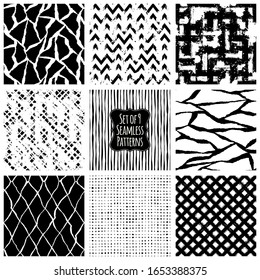 Set with abstract seamless backgrounds and textures. Freehand drawn