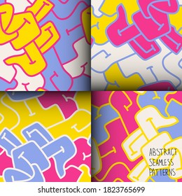 Set of abstract seamless colorful patterns