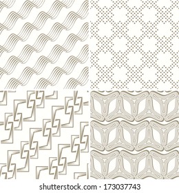 Set of abstract seamless geometric pattern. Vector background illustration.