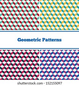 Set of abstract seamless geometric patterns