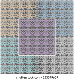 Set of abstract seamless jacquard patterns in different colors. Vector eps 10.