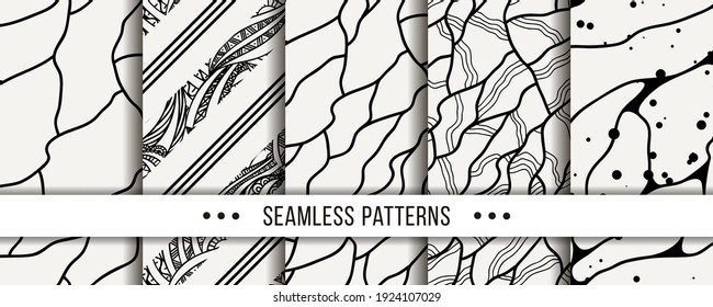 Set of Abstract Seamless Pattern. Collection of elegant patterns for all occasions. Vector illustrations