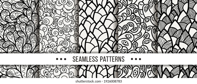 Set of Abstract Seamless Pattern. Collection of elegant patterns for all occasions. Vector illustrations
