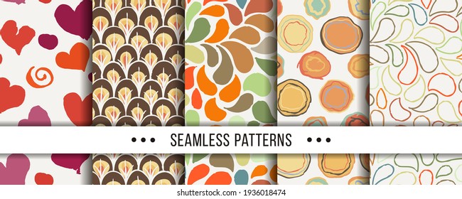 Set of Abstract Seamless Pattern. Collection of elegant patterns for all occasions. Vector illustrations