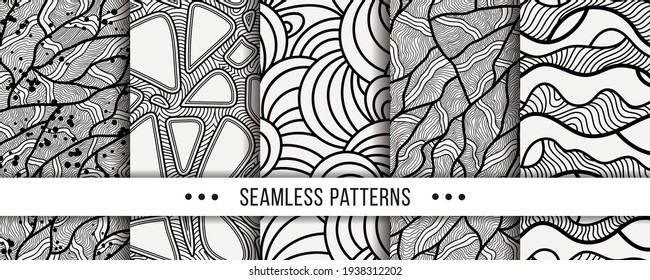 Set of Abstract Seamless Pattern. Collection of elegant patterns for all occasions. Vector illustrations
