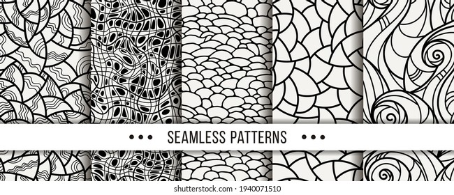 Set of Abstract Seamless Pattern. Collection of elegant patterns for all occasions. Vector illustrations