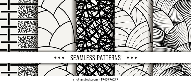 Set of Abstract Seamless Pattern. Collection of elegant patterns for all occasions. Vector illustrations
