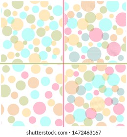 Set of Abstract seamless pattern with colorful circles shapes. Vector illustration eps