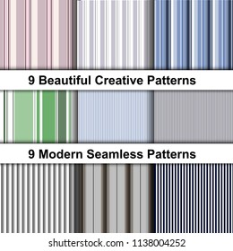 Set of Abstract Seamless Pattern Templates in Light Pastel Colors. Vector Illustration
