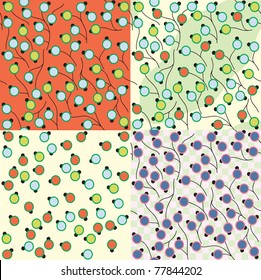 Set of abstract seamless patterns with berries