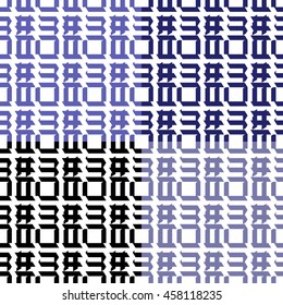 Set of Abstract seamless patterns. Black vector background.