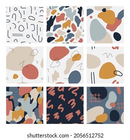 Set with abstract seamless patterns. Creative vector illustration. Abstract contemporary background, trendy pattern. Vector illustrations for card, print on clothes.