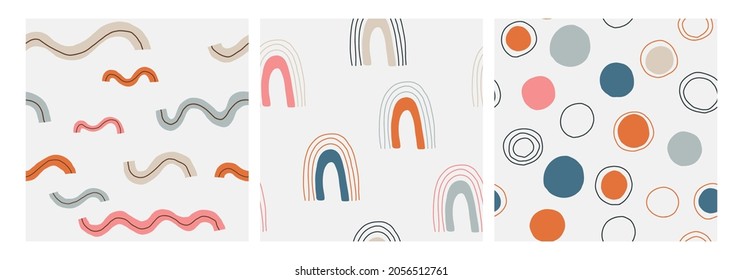 Set with abstract seamless patterns. Creative vector illustration. Abstract contemporary background, trendy pattern. Vector illustrations for card, print on clothes.