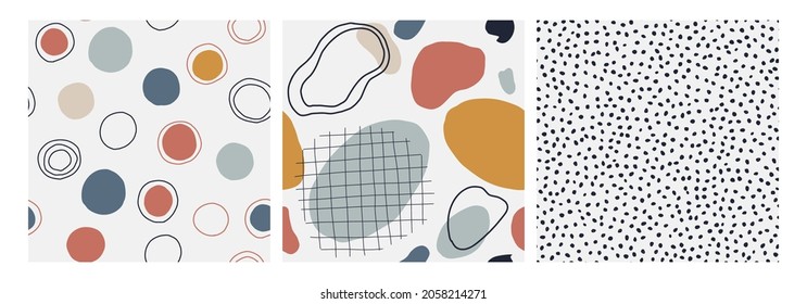 Set with abstract seamless patterns. Creative vector illustration. Abstract contemporary background, trendy pattern. Vector illustrations for card, print on clothes.