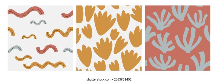 Set with abstract seamless patterns. Creative vector illustration. Abstract contemporary background, trendy pattern. Vector illustrations for card, print on clothes.