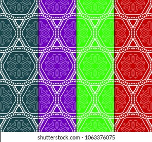 Set of Abstract seamless patterns in delicate bright colors. Geometric ornaments. Vector collection. For design, wallpaper, print, cover book