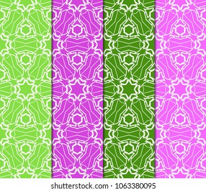 Set of Abstract seamless patterns in delicate bright colors. Geometric ornaments. Vector collection. For design, wallpaper, print, cover book