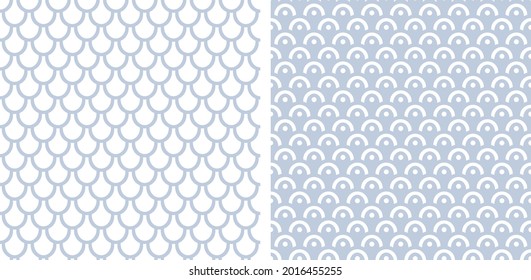 Set of abstract seamless patterns in fish scale design. Vector art.