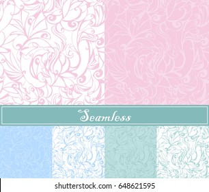 Set with abstract seamless textures in pastel delicate colors
