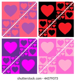 set of abstract seamless valentine patterns