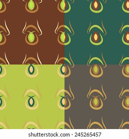 A set of abstract seamless vector background patterns with restaurant meals