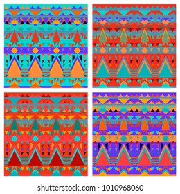 SET of Abstract seamless vector pattern for girls, boys, clothes. Creative background with dots, geometric figures Funny wallpaper for textile and fabric. Fashion style. Colorful bright