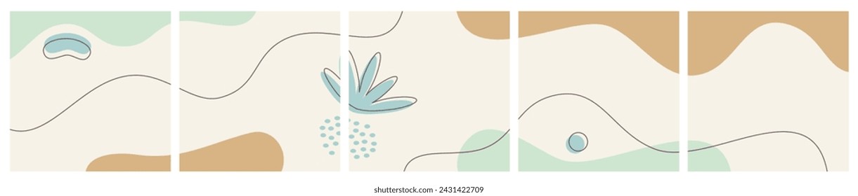 Set of Abstract Seasonal Background for Social Media Post, ad, Sale, Banner, Microblog, Carousel Template, Card.