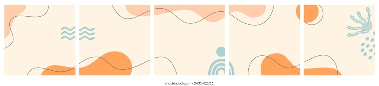 Set of Abstract Seasonal Background for Social Media Post, ad, Sale, Banner, Microblog, Carousel Template, Card.