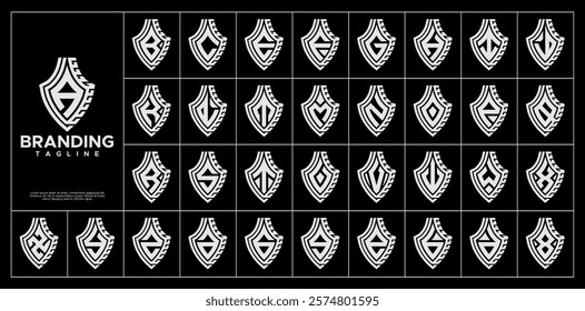 Set of abstract security shield letter A-Z logo