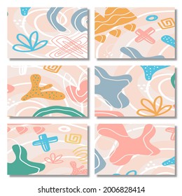 Set of Abstract Shape Background Memphis Pastel Color, Modern abstract covers set, Colorful geometric background set
