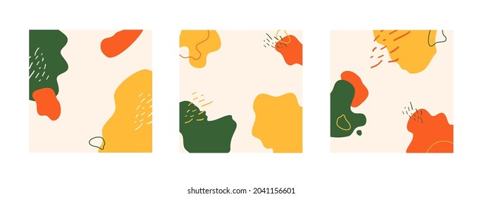 Set of abstract shape backgrounds or patterns. Creative modern graphic design template. Vector